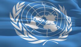 Fluttering flag of United Nations on the wind PUBLICATIONxINxGERxSUIxAUTxONLY Copyright xfckncgx Pa